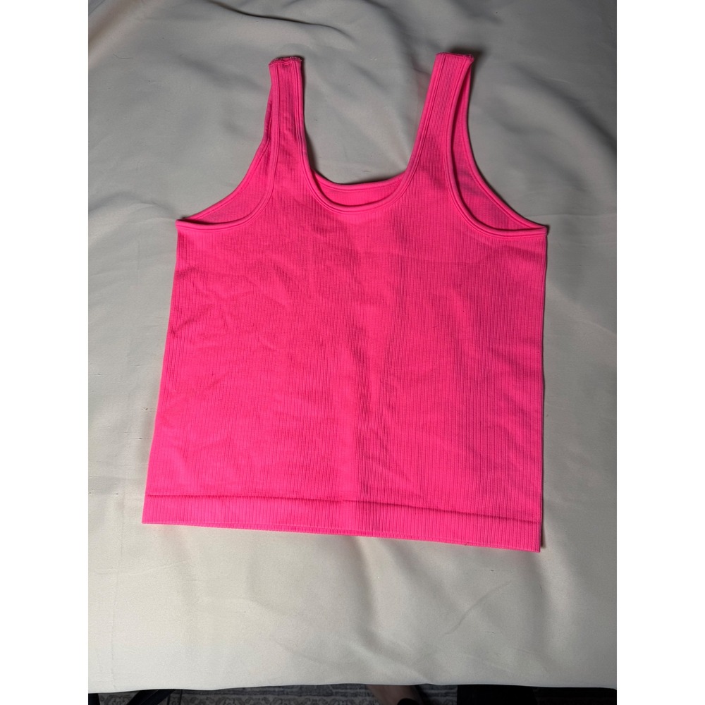 A New Day Women Neon Pink Ribbed Tank Top Scoop Neck Sleeveless XXL